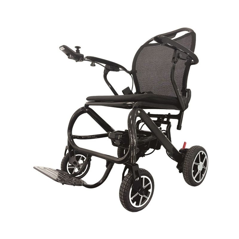 Chaise roulante électrique pliable pour enfants avec taille du siège W460mm*D390mm et cadre en fibre de carbone